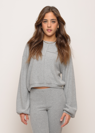 Hacci Ribbed Cross Seam Sweater