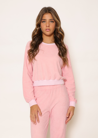Terry Cloth Cropped Crewneck - KAVEAH